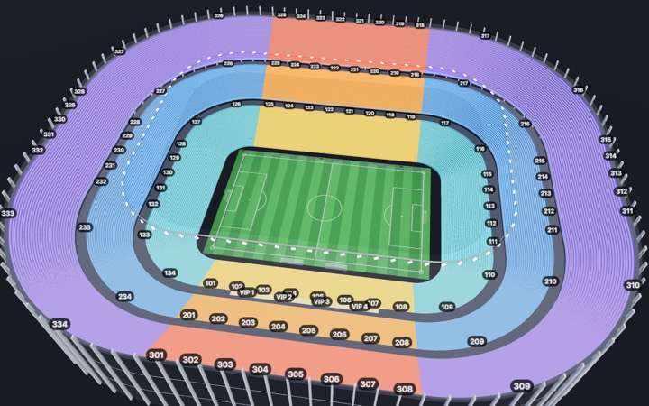 Estadio de fútbol en 3D
